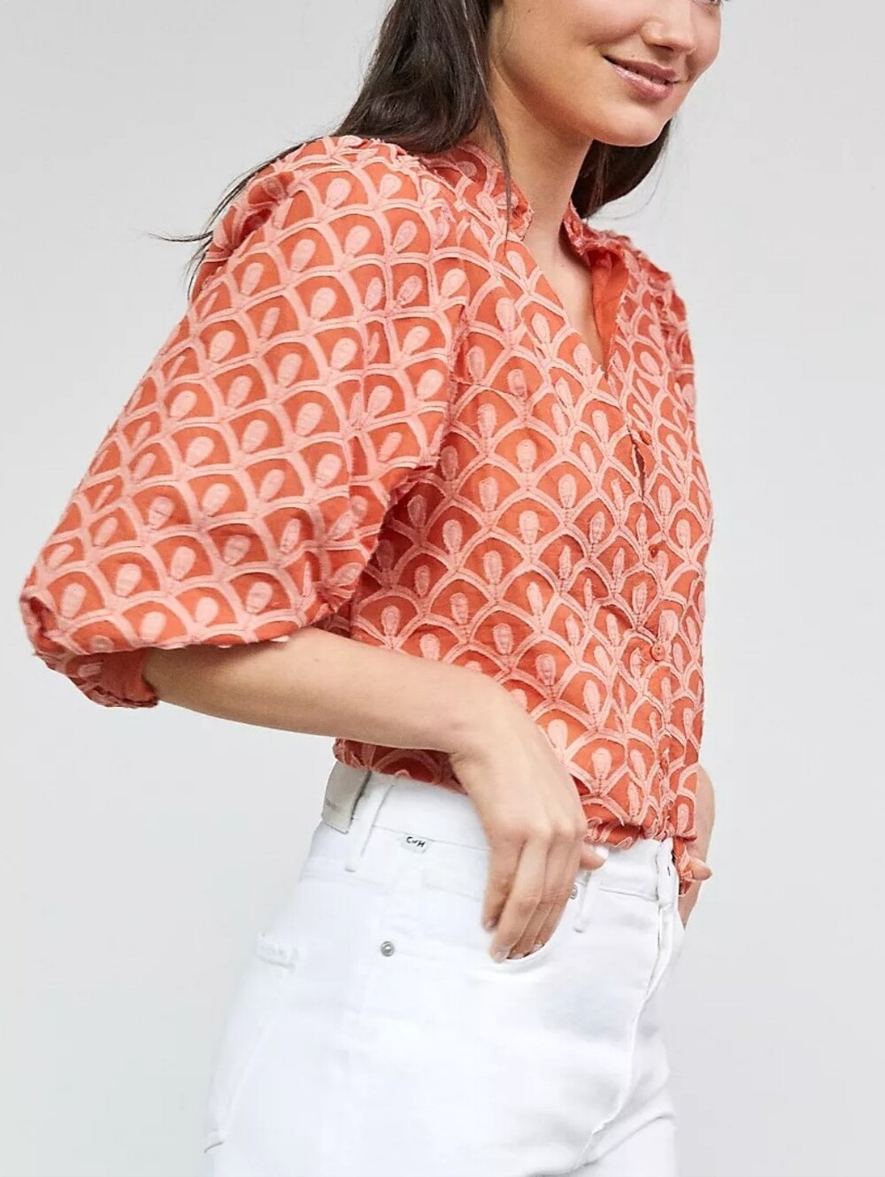 Pilcro The Bella Femme Button Down Long Sleeve Blouse Boho Earthy Artsy Fall